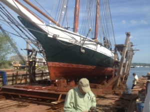 This is the Grace Bailey (and Captain Ray) at the shipyard in Rockland